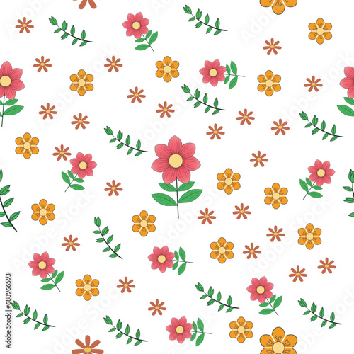 Wallpaper Mural Flat cute floral seamless pattern vector illustration. seamless flower pattern design. use for wrapping paper, banners, fabric or textile print. seamless background with flowers Torontodigital.ca