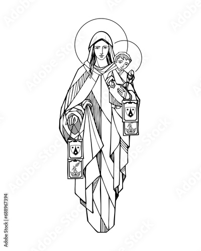 Virgin of El Carmen illustration (ID: 688967394)