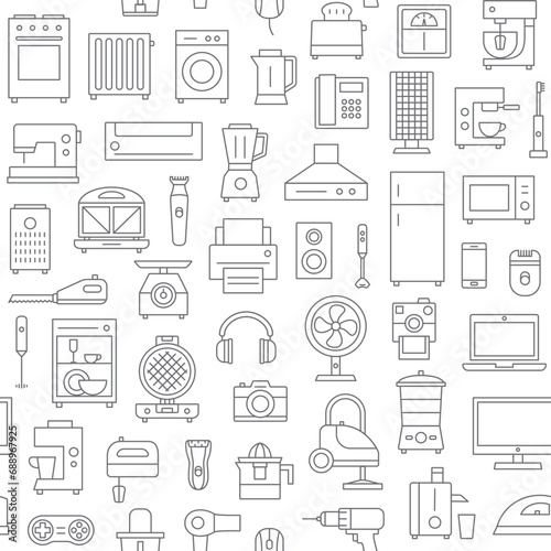 Household appliances vector seamless pattern background 1