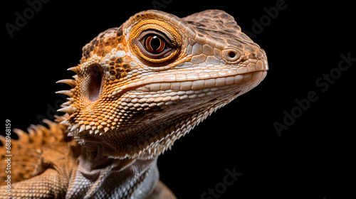 Gonocephalus kuhlii lizard closeup on isolated background  AI Generative.