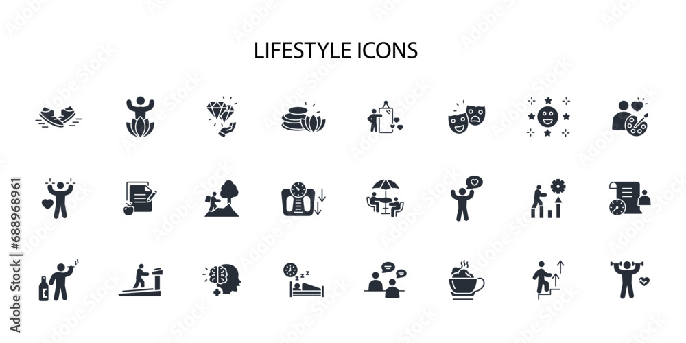 Lifestyle icon set.vector.Editable stroke.linear style sign for use web design,logo.Symbol illustration.