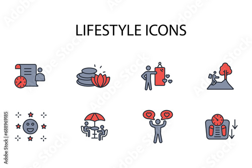 Lifestyle icon set.vector.Editable stroke.linear style sign for use web design,logo.Symbol illustration.