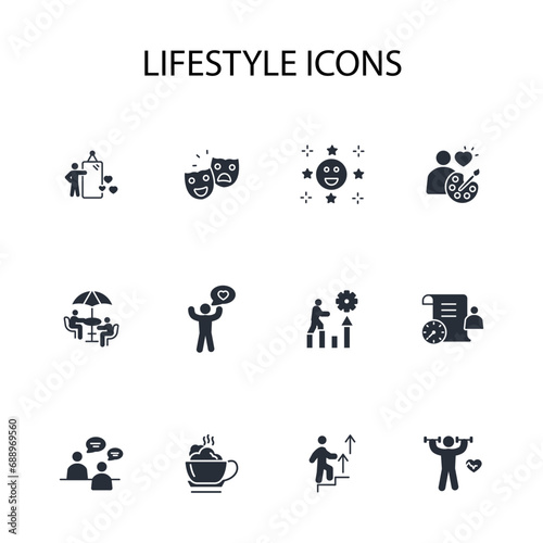 Lifestyle icon set.vector.Editable stroke.linear style sign for use web design logo.Symbol illustration.