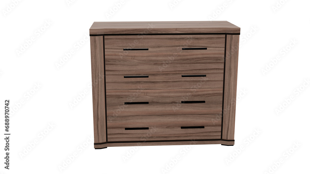 Wooden chest of drawers on isolated background, alpha channel, png Wooden chest of drawers on isolated background, alpha channel, png