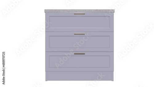 White wooden chest of drawers on isolated background, alpha channel, png