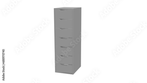 Office document cabinet, document pencil case, file cabinet on isolated background, alpha channel, png