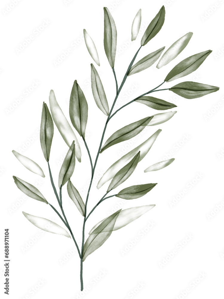 Green Leaf Watercolor Graphic Element Green Leaf Watercolor Graphic Element