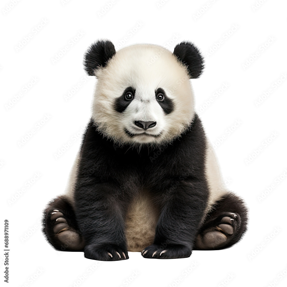 Panda photograph isolated on white background