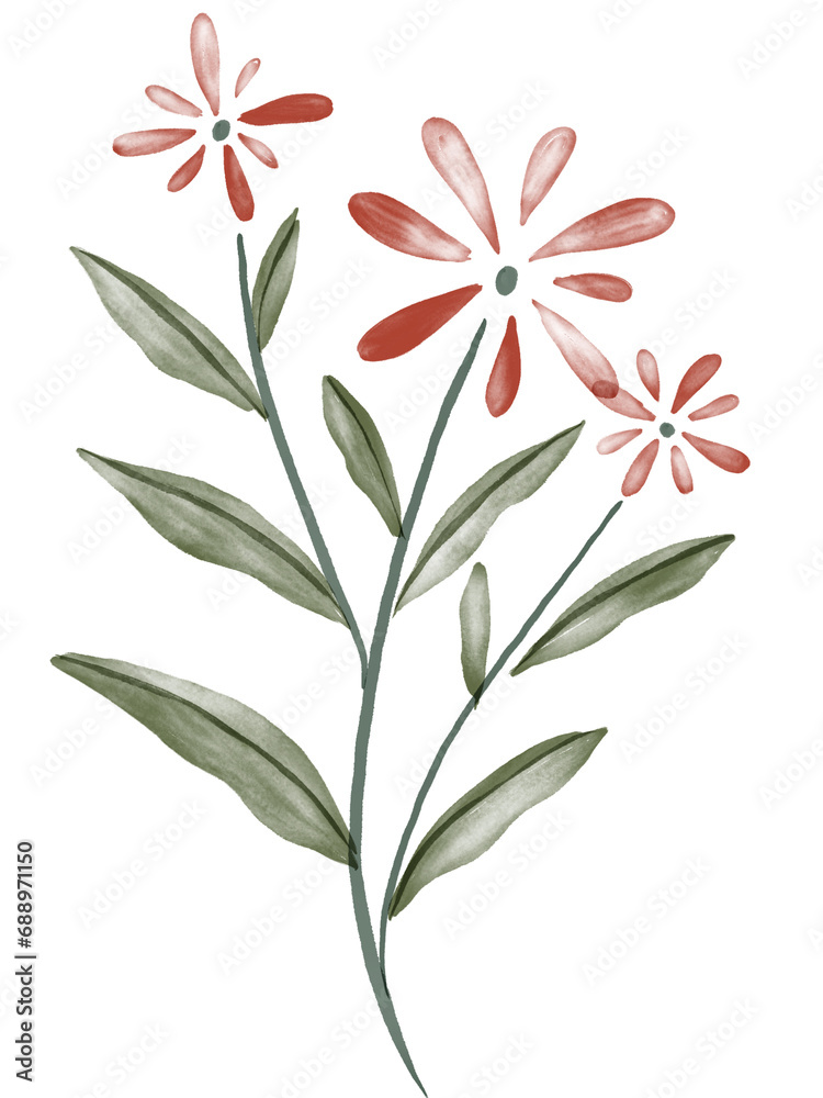 Watercolor Red Flower Graphic Element