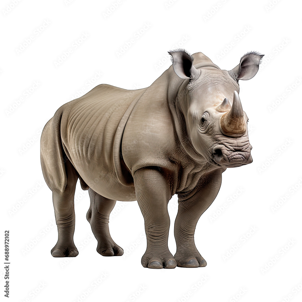 Rhino photograph isolated on white background