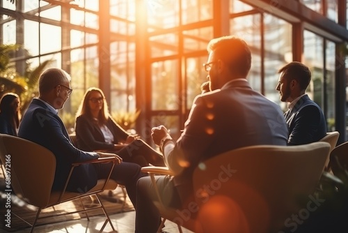 A group of professional elites have a meeting in the office