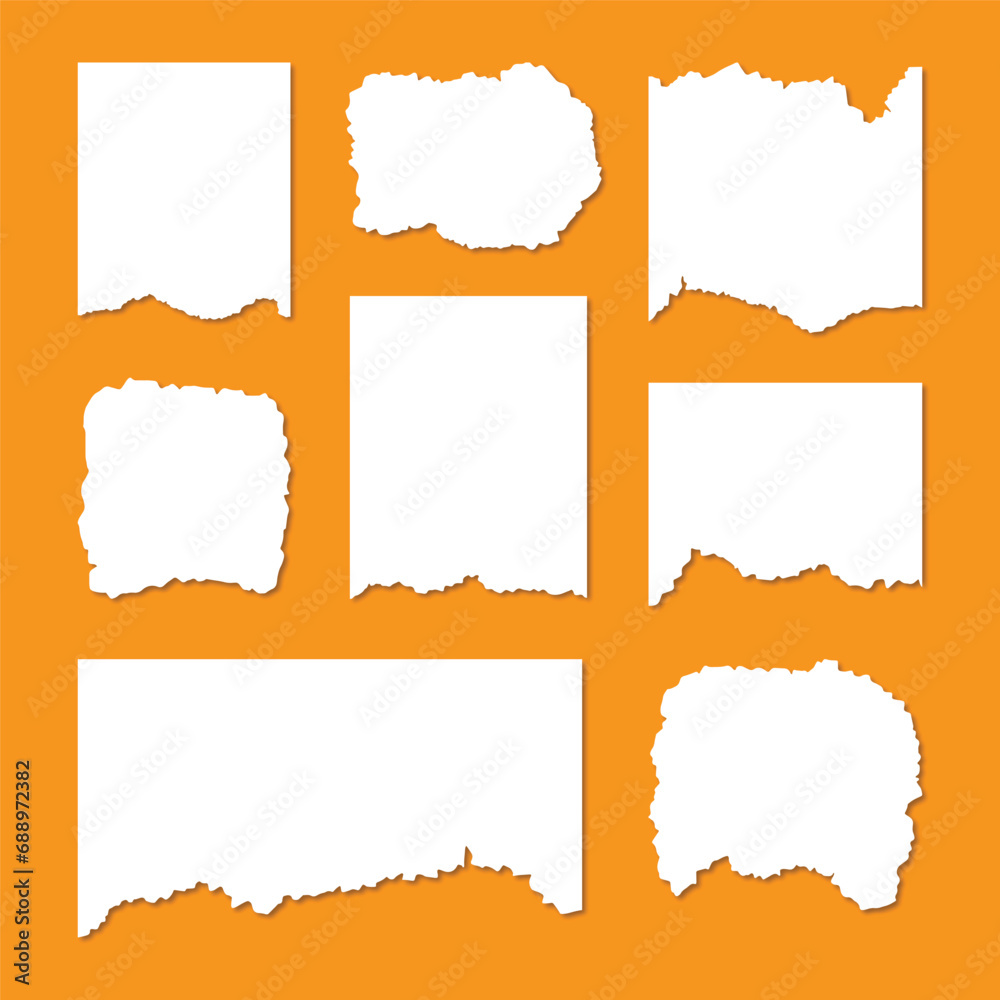 Fototapeta premium Set of white torn paper vector