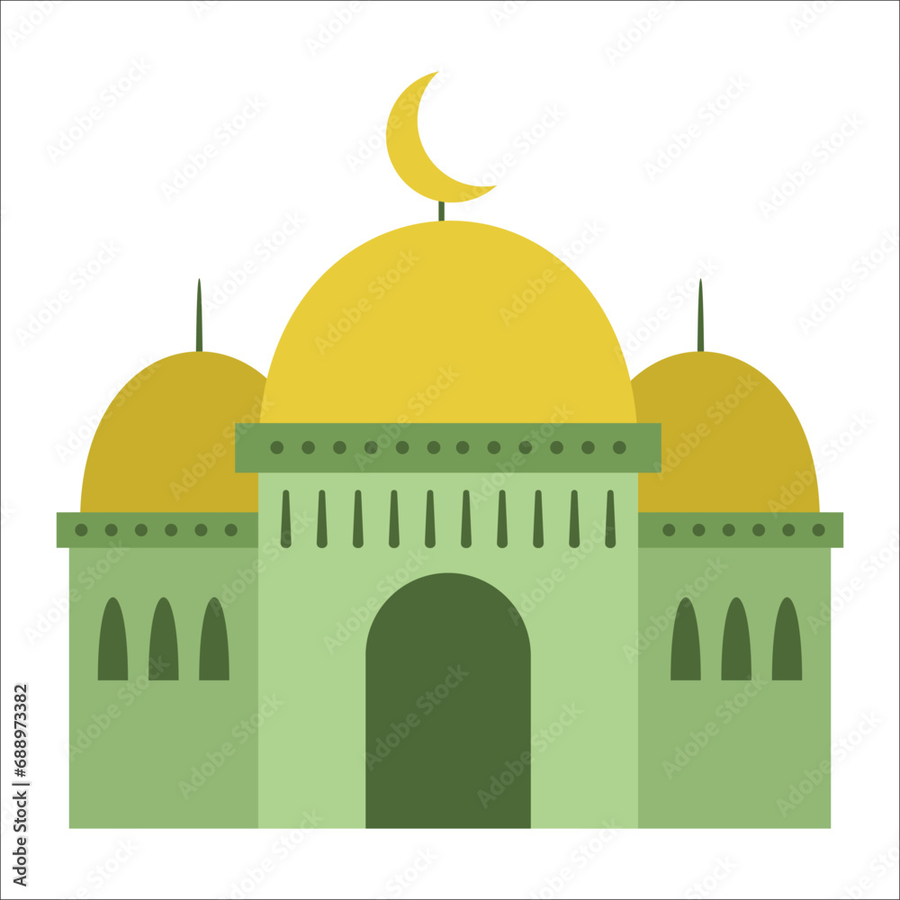 Great modern colorful arabic mosque. cartoon vector illustration of a mosque. Flat mosque vector set. Muslim building for islamic, ramadan, eid design.