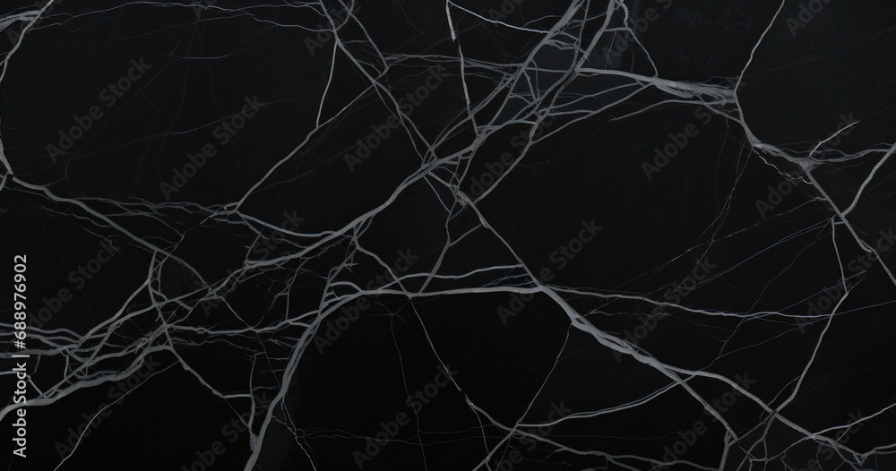 Nero Marquina Marble texture background, showcasing its rich black color and elegant veining.