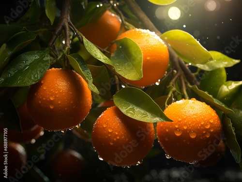 Fresh Tangerine with Water Drops