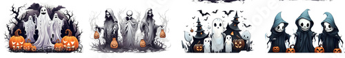 Gost illustration, Halloween party gost design isolated on white background. generative ai.