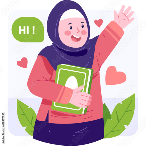 Muslim Girl Character Illustration