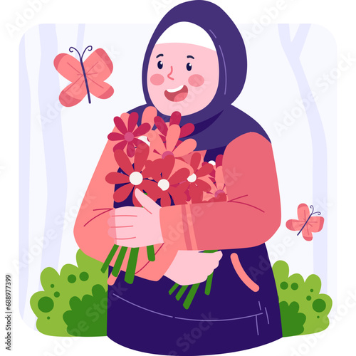 Muslim Girl Character Illustration