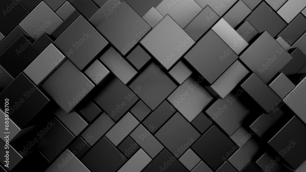 Geometric Shapes Form a Wave. Abstract motion, two color, 3d rendering, 4k resolution
