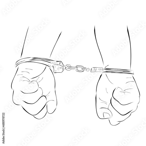 man under arrest, simple vector hand draw sketch doodle, simple illustration
