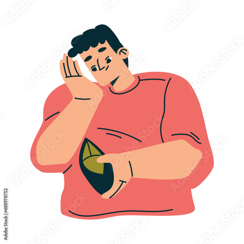 Poor Man Character with Empty Wallet Having No Money Vector Illustration