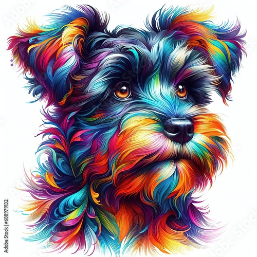 vibrant colorful Yorkshire Terrier dog watercolor