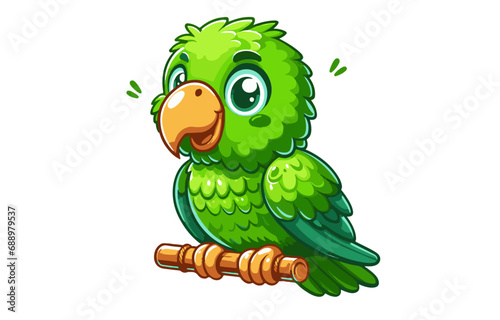happy green cartoon parrot
Cartoon green parrot waving