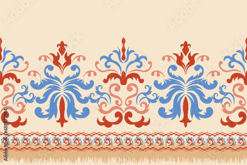 Floral paisley embroidery motif in vector for fabric, background, print, design, textile, clothing, carpet, tapestry, etc. photo