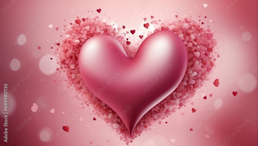 Valentine pink blurred background with heart. AI generated