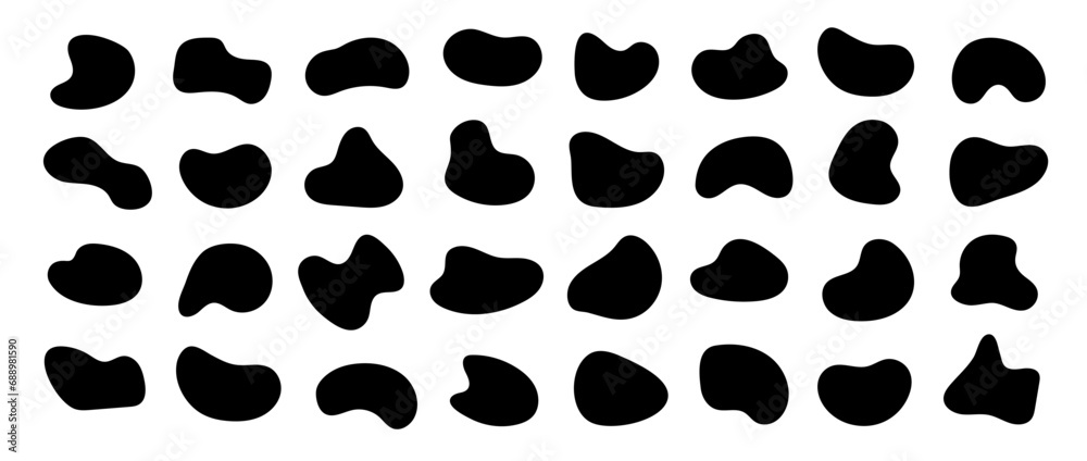Abstract organic shapes collection. Irregular liquid forms set. Black amoeba blobs, blotches, drops and stains pack. Different design elements for label, sticker, banner, speech bubble. Vector bundle Abstract organic shapes collection. Irregular liquid forms set. Black amoeba blobs, blotches, drops and stains pack. Different design elements for label, sticker, banner, speech bubble. Vector bundle