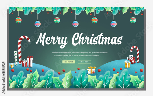 Merry Christmas Banner And Landing Page background. Vector Illustration