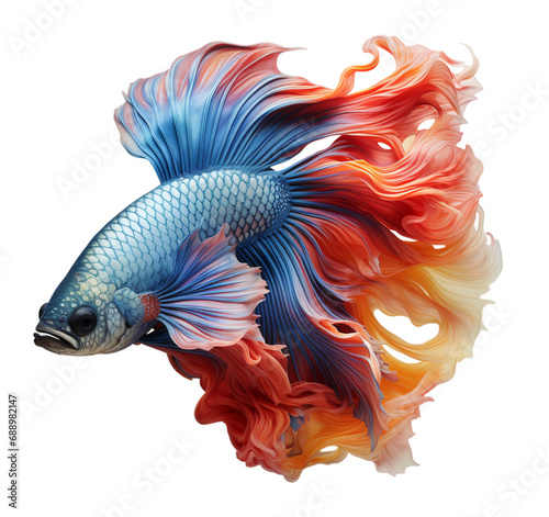 portrait of a betta fish with a beautiful tail, generated ai © Iksan