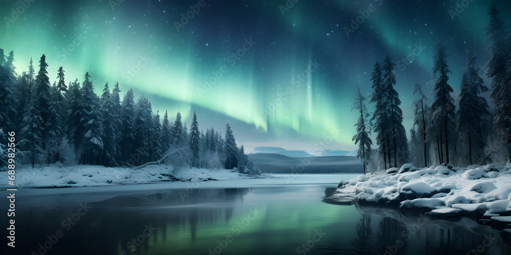 A green lights in the sky over a snowy forest,,
Enchanting Northern Lights Display,,
Magical Display of the Northern Aurora