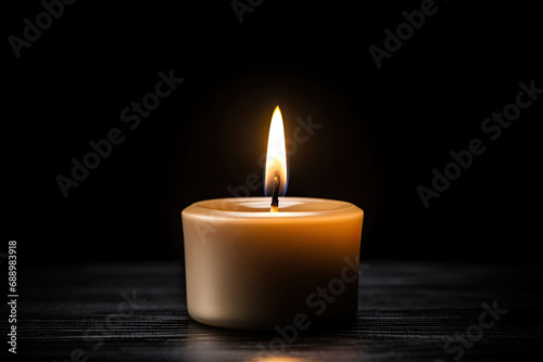 a burning candle on a dark background,