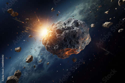 Cosmic Ballet: The Celestial Journey of an Asteroid in Space