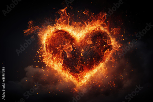 Inferno Embrace: A Composite Portrait of the Heart in Flames