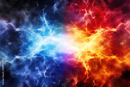 Ephemeral Fusion: Abstract Fire and Ice Lightning Dance