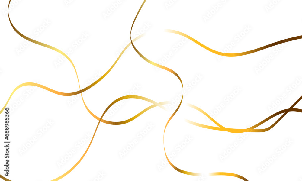 Abstract background with wavy curve lines. Luxury gold zigzag ribbon wave random chaotic on transparent background. Abstract background with wavy curve lines. Luxury gold zigzag ribbon wave random chaotic on transparent background.