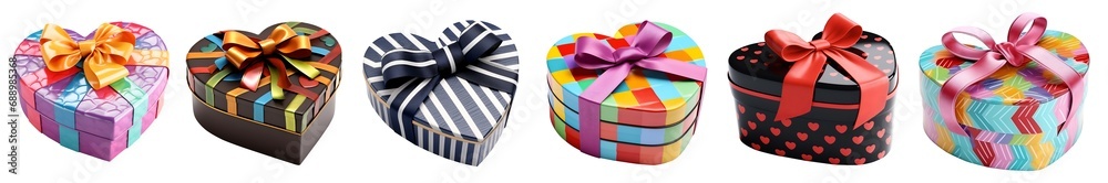 Heart Love shape Gift present box with bow ribbon, fun pattern graphic collection on transparent background cutout. PNG file. Many assorted different design. Mockup template for artwork design Heart Love shape Gift present box with bow ribbon, fun pattern graphic collection on transparent background cutout. PNG file. Many assorted different design. Mockup template for artwork design