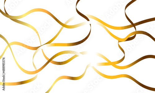 Abstract background with wavy curve lines. Luxury gold zigzag ribbon wave random chaotic on transparent background.