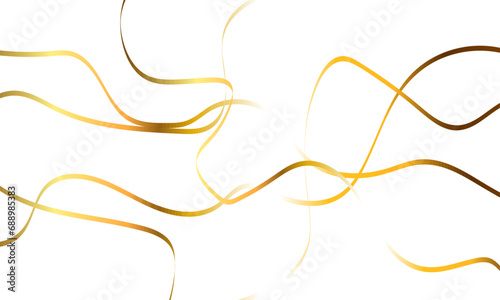 Abstract background with wavy curve lines. Luxury gold zigzag ribbon wave random chaotic on transparent background.