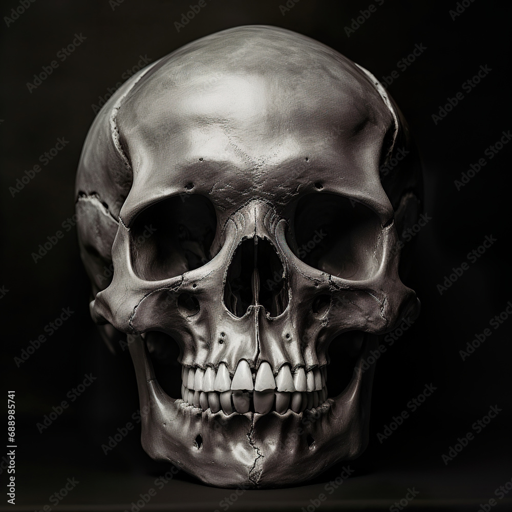 Obraz premium human skull on black. Generative Ai