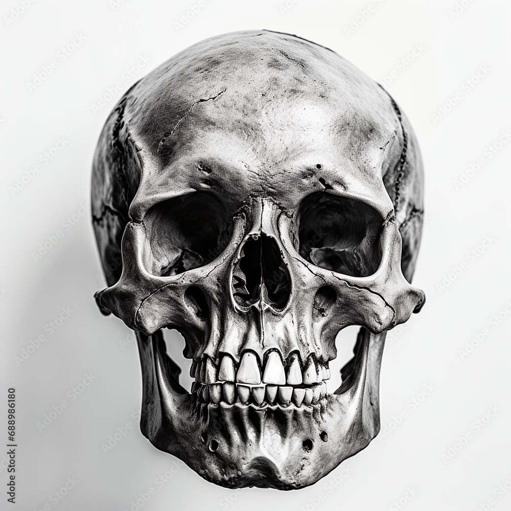 Obraz premium human skull on black. Generative Ai