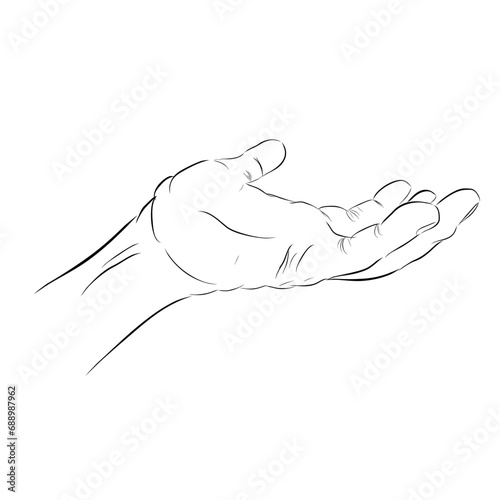 hand hold take receive something, simple hand draw sketch doodle