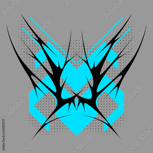 Cyber sigilism poster. Neo tribal gothic style shape.