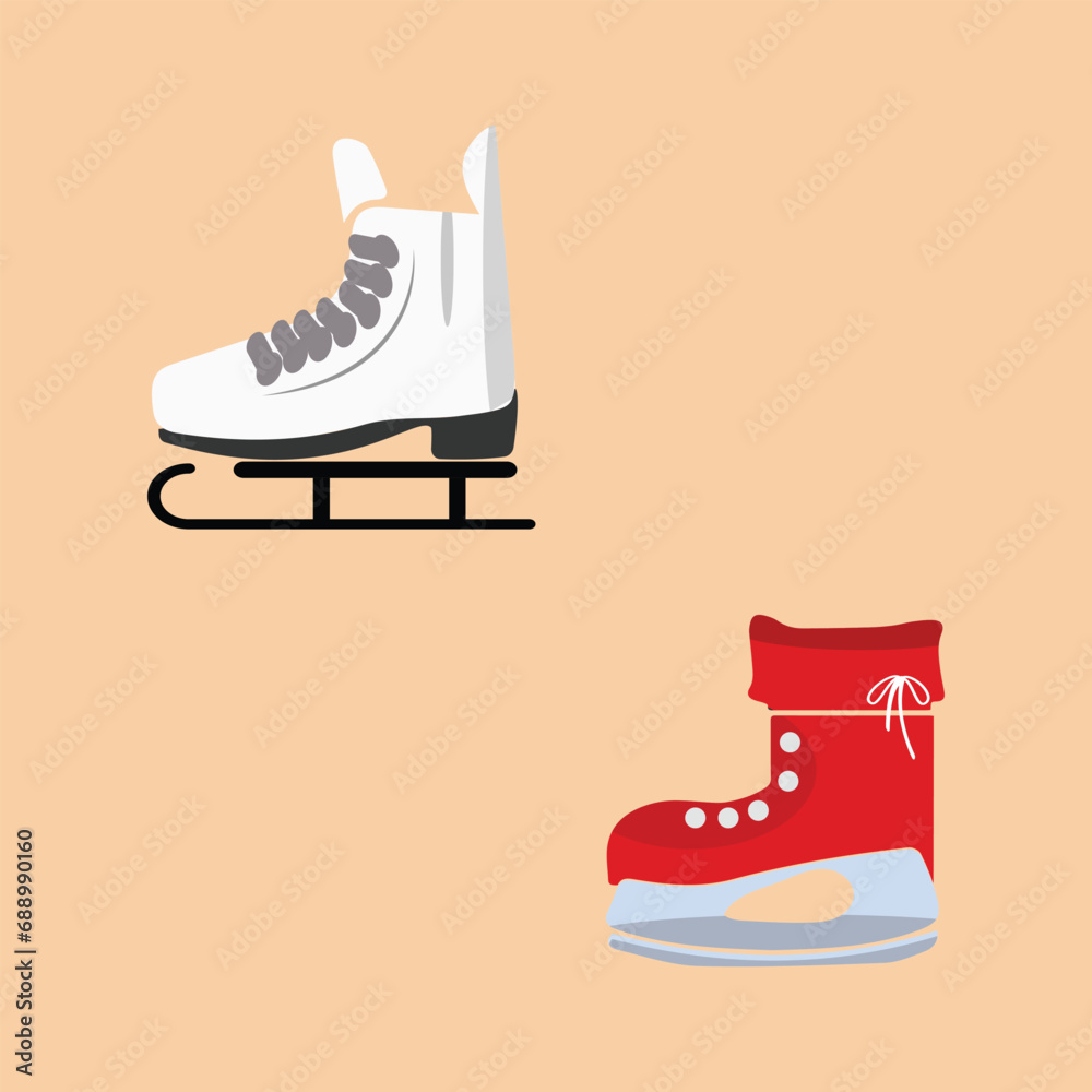 Ice skates icon set. Flat set of ice skates vector icons for web design. Winter sports shoe pair for ice skating competition isolated Ice skates icon set. Flat set of ice skates vector icons for web design. Winter sports shoe pair for ice skating competition isolated