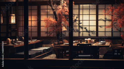 Japanese restaurant. Original culture style interior