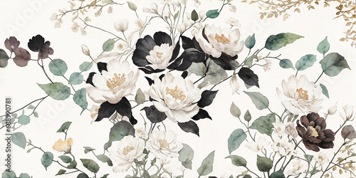 Beautiful watercolor abstract floral illustration