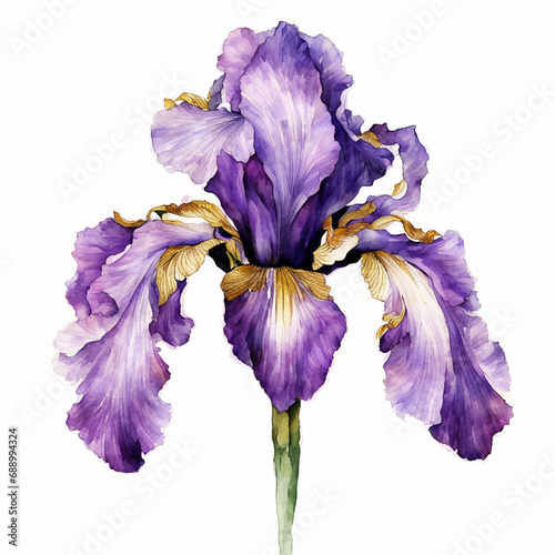 Fototapeta Naklejka Na Ścianę i Meble -  Beautiful vector image with nice watercolor iris flowers on white background