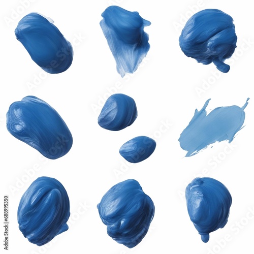 AI generated illustration of a white surface with an abstract blue paint design